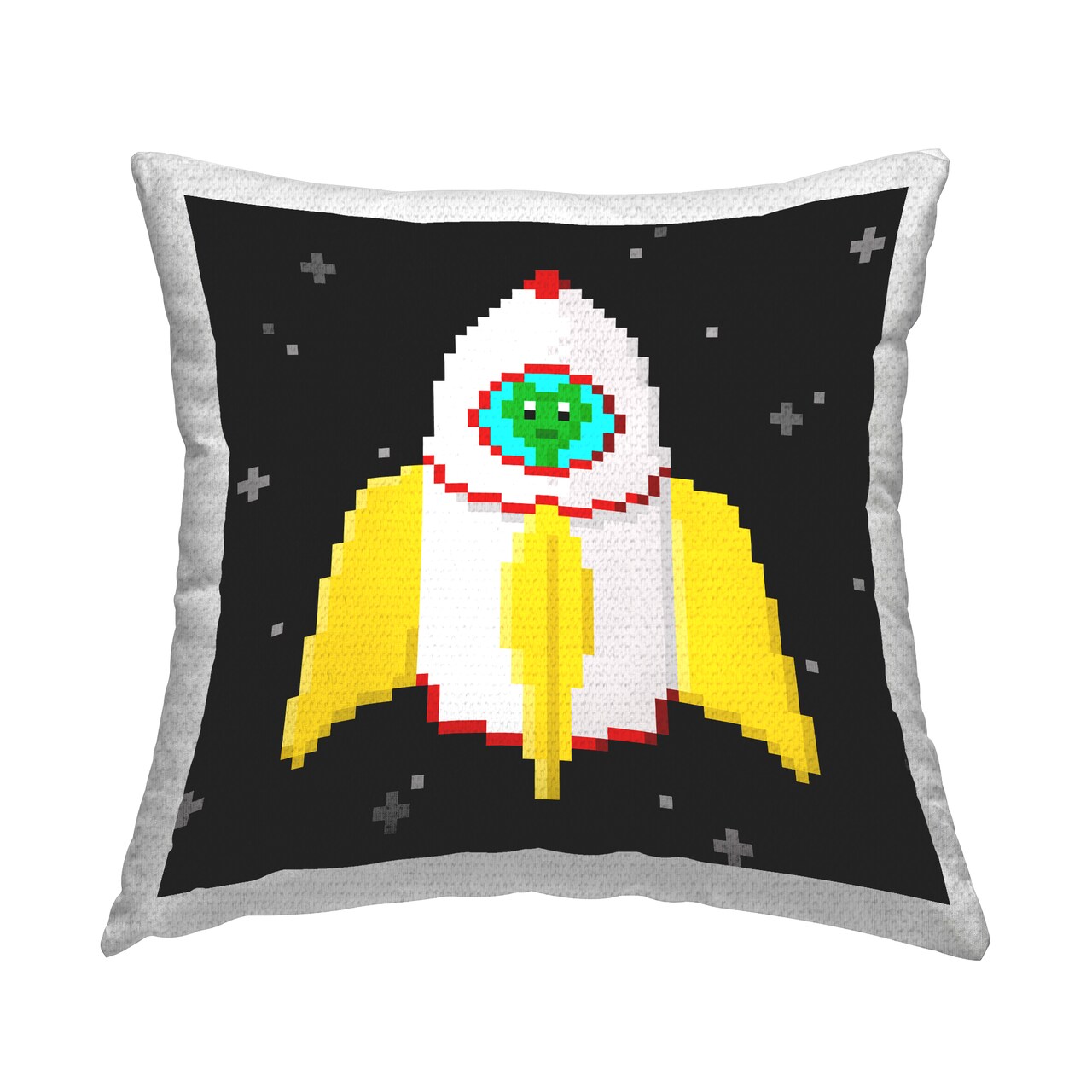 Pixel Alien in Space Outdoor Printed Pillow Design by June Erica Vess, 18 x 7 x 18